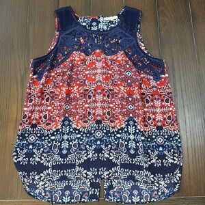 Pale sky large sleeveless top with button up back